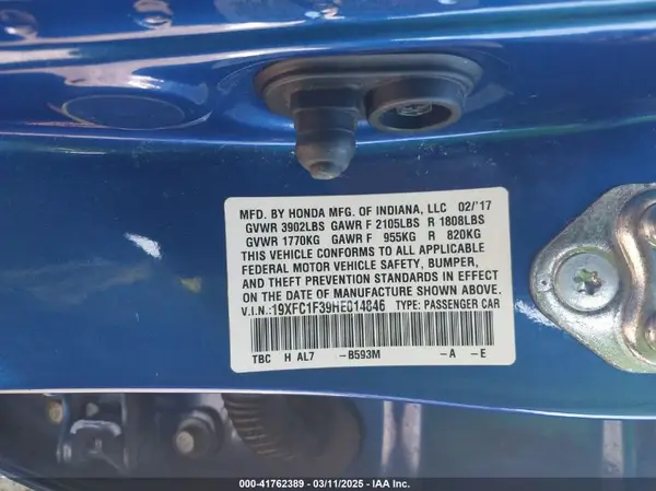 19XFC1F39HE014846 2017 HONDA CIVIC - Image 8