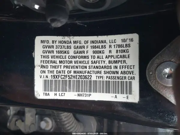 19XFC2F52HE203622 2017 HONDA CIVIC - Image 8