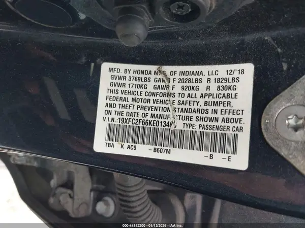 19XFC2F66KE013483 2019 HONDA CIVIC - Image 8