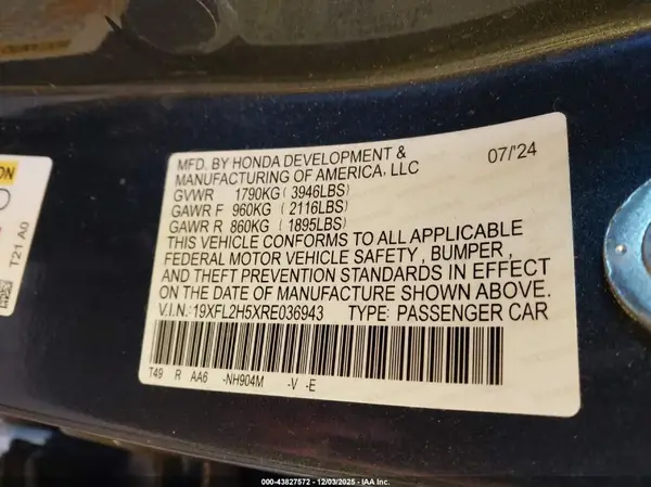 19XFL2H5XRE036943 2024 HONDA CIVIC - Image 8