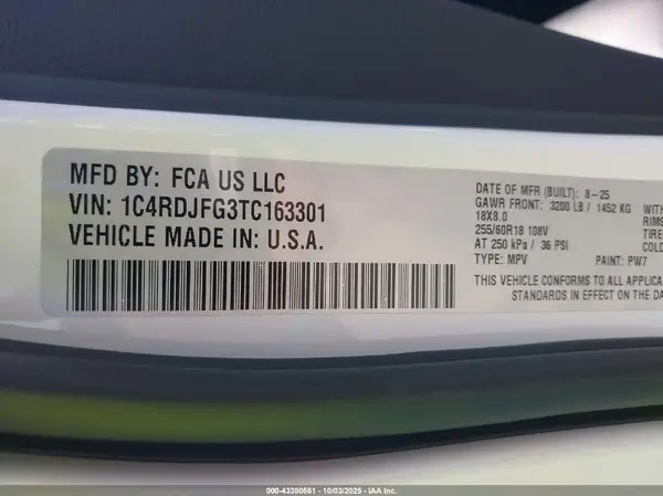 1C4RDJFG3TC163301 2026 DODGE DURANGO - Image 5