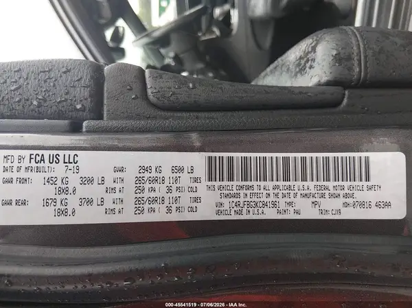 1C4RJFBG3KC841961 2019 JEEP GRAND CHEROKEE - Image 8