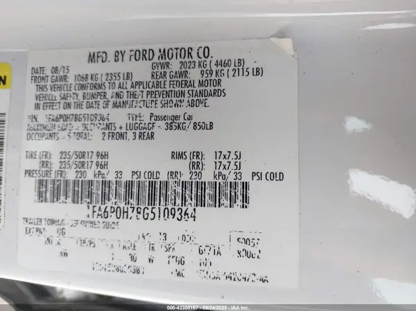 1FA6P0H78G5109364 2016 FORD FUSION - Image 8