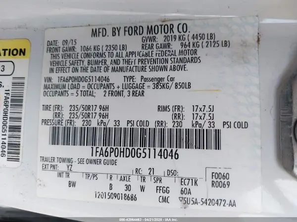 1FA6P0HD0G5114046 2016 FORD FUSION - Image 8