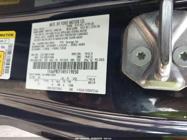 1FA6P8CF1M5119050 2021 FORD MUSTANG - Image 8