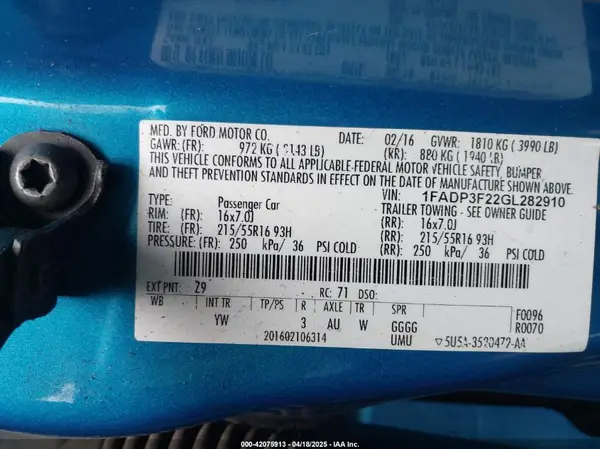 1FADP3F22GL282910 2016 FORD FOCUS - Image 8