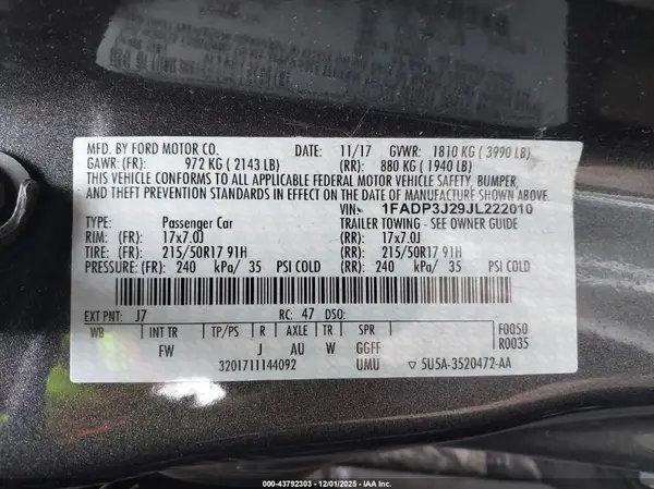 1FADP3J29JL222010 2018 FORD FOCUS - Image 8