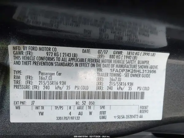 1FADP3K28HL313956 2017 FORD FOCUS - Image 8