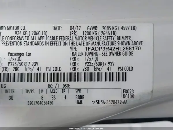 1FADP3R42HL258170 2017 FORD FOCUS - Image 8