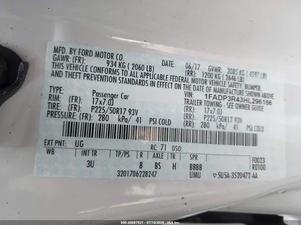 1FADP3R43HL296166 2017 FORD FOCUS - Image 8
