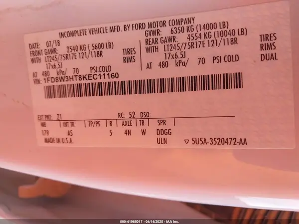 1FD8W3HT8KEC11160 2019 FORD F350 - Image 8
