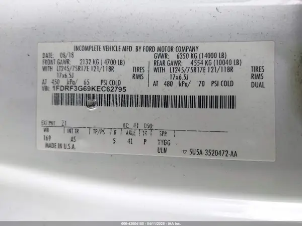 1FDRF3G69KEC62795 2019 FORD F350 - Image 8