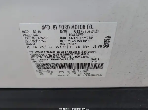 1FM5K7FH0HGA92179 2017 FORD EXPLORER - Image 8