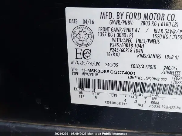 1FM5K8D85GGC74001 2016 FORD EXPLORER - Image 8