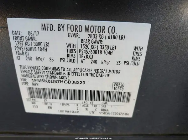 1FM5K8D87HGD38329 2017 FORD EXPLORER - Image 8