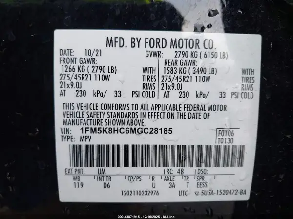 1FM5K8HC6MGC28185 2021 FORD EXPLORER - Image 8