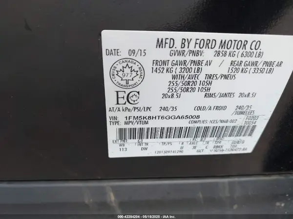 1FM5K8HT6GGA65008 2016 FORD EXPLORER - Image 8