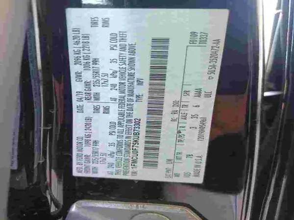 1FMCU0F75KUB73302 2019 FORD ESCAPE - Image 8