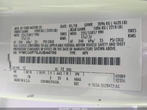 1FMCU0F76JUB44700 2018 FORD ESCAPE - Image 8