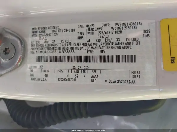 1FMCU0G63LUB73886 2020 FORD ESCAPE - Image 8