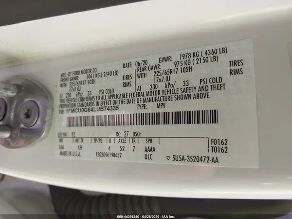 1FMCU0G64LUB74335 2020 FORD ESCAPE - Image 8
