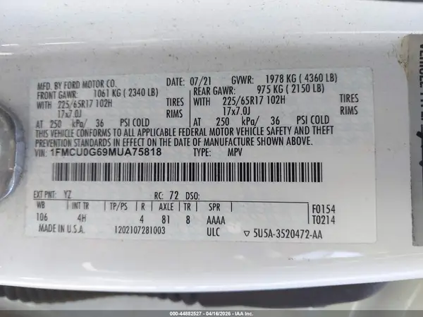 1FMCU0G69MUA75818 2021 FORD ESCAPE - Image 8