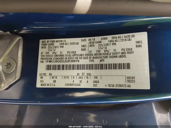 1FMCU0GD2JUD38919 2018 FORD ESCAPE - Image 8