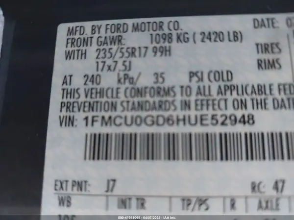 1FMCU0GD6HUE52948 2017 FORD ESCAPE - Image 8