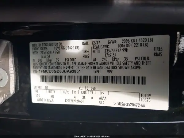 1FMCU0GD6JUA93851 2018 FORD ESCAPE - Image 8