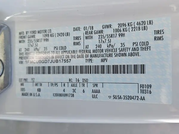 1FMCU0GD7JUB17557 2018 FORD ESCAPE - Image 2