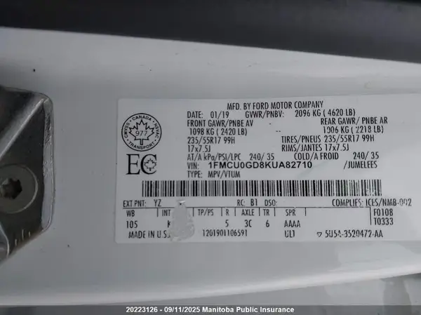 1FMCU0GD8KUA82710 2019 FORD ESCAPE - Image 8