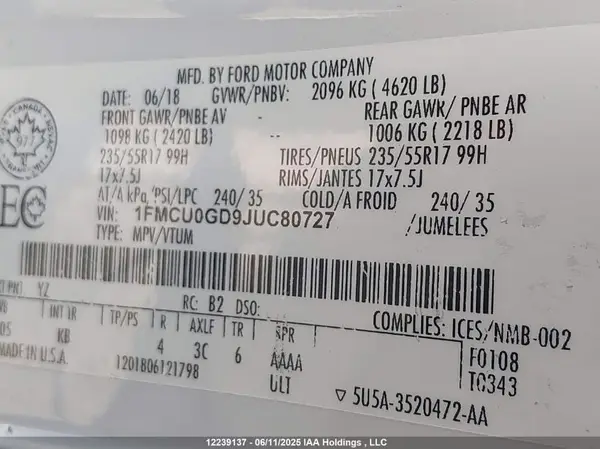 1FMCU0GD9JUC80727 2018 FORD ESCAPE - Image 8