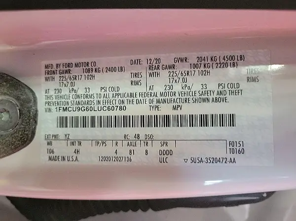 1FMCU9G60LUC60780 2020 FORD ESCAPE - Image 8