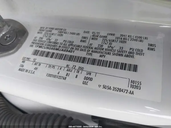 1FMCU9G66MUA69401 2021 FORD ESCAPE - Image 8