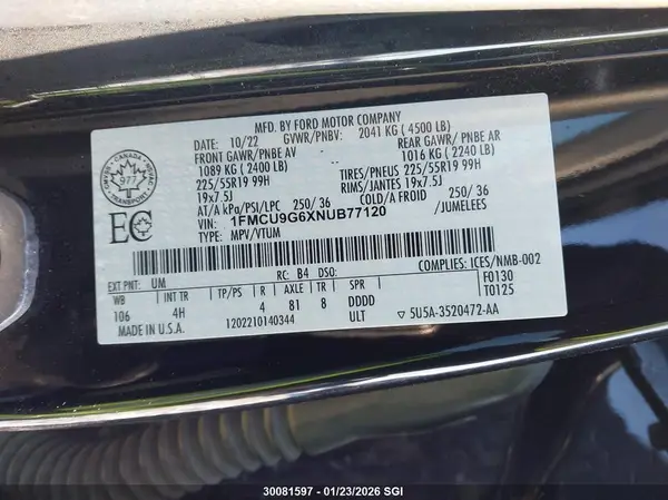 1FMCU9G6XNUB77120 2022 FORD ESCAPE - Image 8