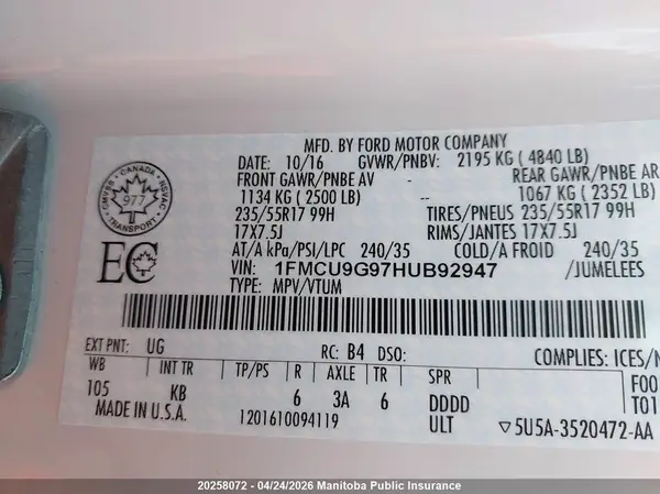 1FMCU9G97HUB92947 2017 FORD ESCAPE - Image 8