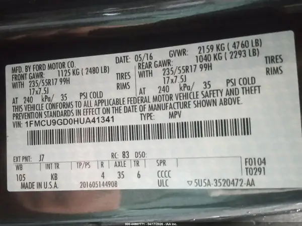 1FMCU9GD0HUA41341 2017 FORD ESCAPE - Image 8