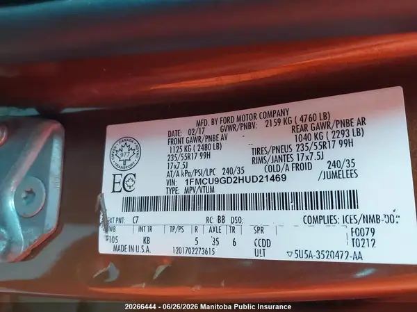 1FMCU9GD2HUD21469 2017 FORD ESCAPE - Image 8