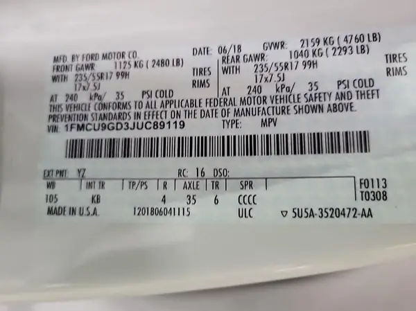 1FMCU9GD3JUC89119 2018 FORD ESCAPE - Image 8