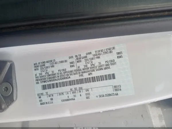 1FMCU9GD4JUD08924 2018 FORD ESCAPE - Image 8