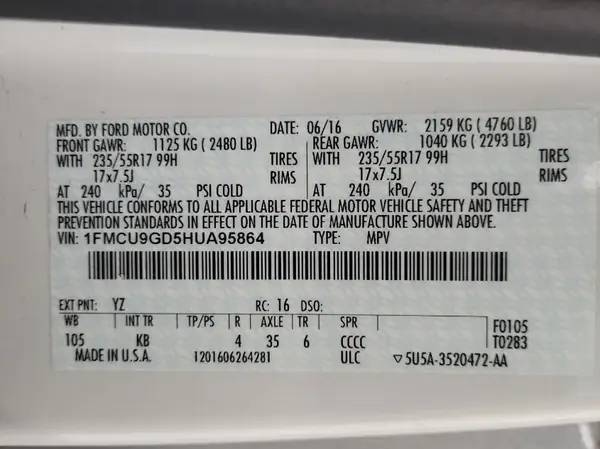 1FMCU9GD5HUA95864 2017 FORD ESCAPE - Image 8