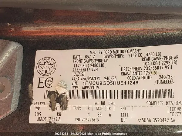 1FMCU9GD5HUE11246 2017 FORD ESCAPE - Image 8