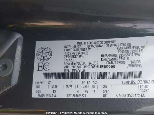 1FMCU9GD5HUE80096 2017 FORD ESCAPE - Image 8