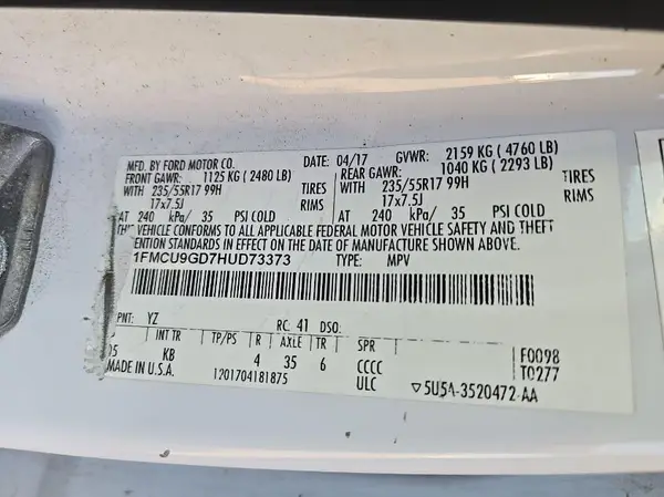 1FMCU9GD7HUD73373 2017 FORD ESCAPE - Image 8