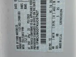 1FMCU9GD7KUC07927 2019 FORD ESCAPE