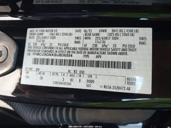 1FMCU9GNXSUB36554 2025 FORD ESCAPE - Image 5