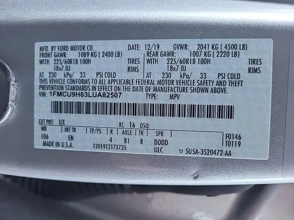 1FMCU9H63LUA82507 2020 FORD ESCAPE - Image 2