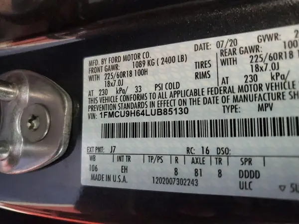 1FMCU9H64LUB85130 2020 FORD ESCAPE - Image 2