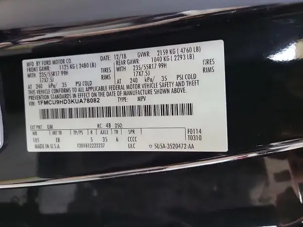 1FMCU9HD3KUA78082 2019 FORD ESCAPE - Image 8