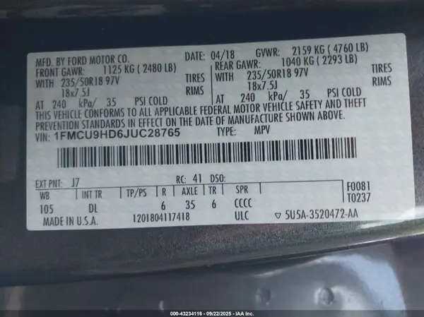 1FMCU9HD6JUC28765 2018 FORD ESCAPE - Image 8